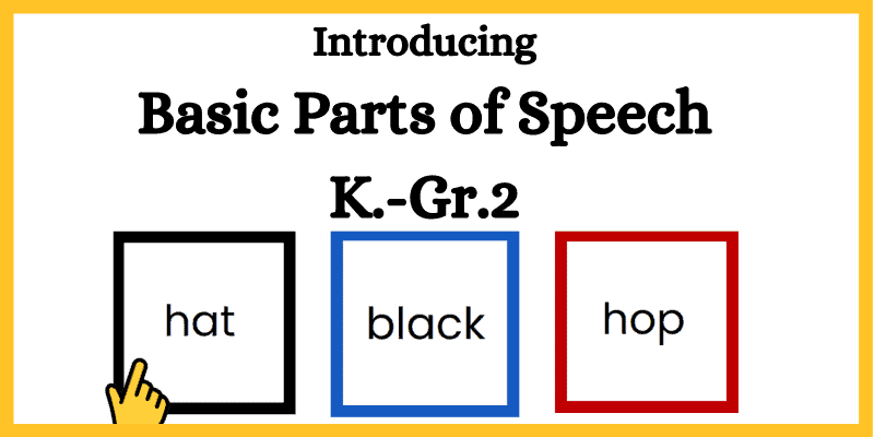 Basic Parts Of Speech For Sentence Structure Kindergarten Grade 1 